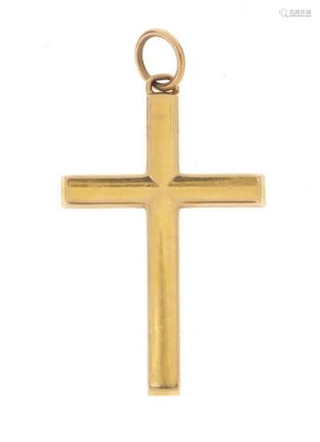 9ct gold religious cross pendant, 5cm in length, 2.2g : For Condition Reports Please Visit Our