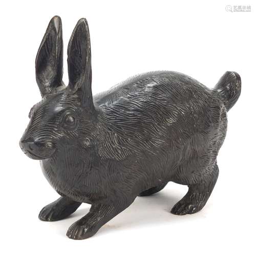 Bronze study of a hare, 17.5cm in length : For Condition Reports Please Visit Our Website, Updated