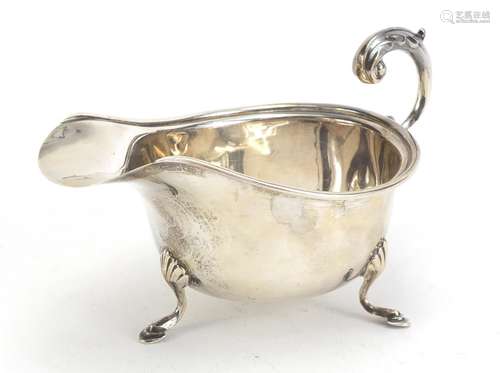 George VI silver sauce boat, indistinct makers mark Chester 1934, 15cm in length, 96.3g : For