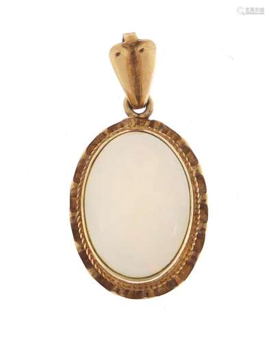 9ct gold opal pendant, 2.5cm in length, 1.7g : For Condition Reports Please Visit Our Website,