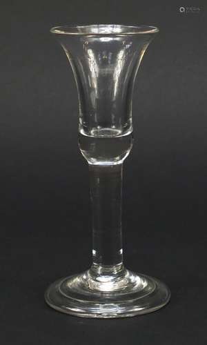 18th century wine glass with bell shaped bowl and folded foot, 15.2cm high : For Condition Reports