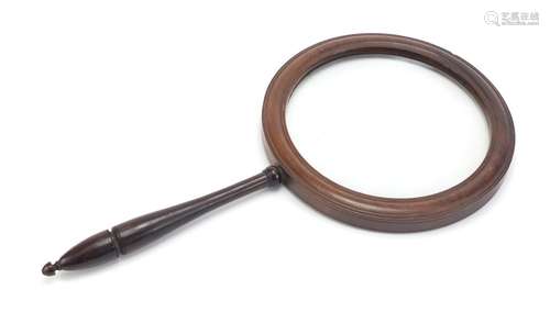 Large Victorian rosewood magnifying glass, 46cm in length : For Condition Reports Please Visit Our