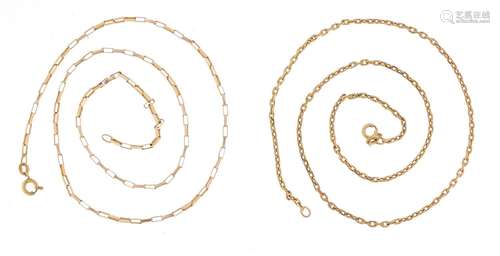 Two 9ct gold necklaces, each 44cm in length, 10.8g : For Condition Reports Please Visit Our Website,