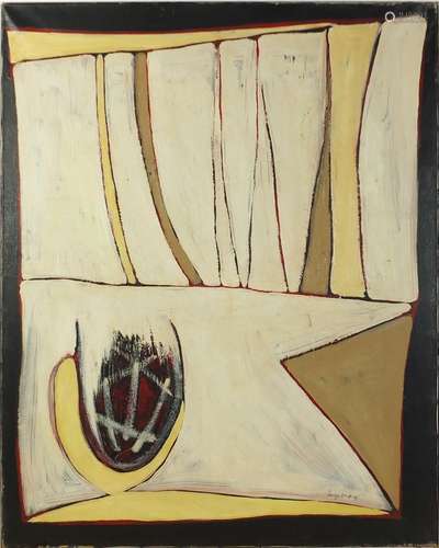 Abstract composition, oil on canvas, framed, 100cm x 81cm : For Condition Reports Please Visit Our