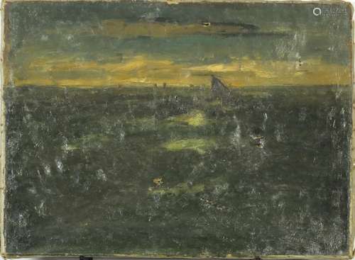 Cornelis Bender - Seascape, 19th century Belgian school oil on canvas, unframed, 63cm x 47cm : For