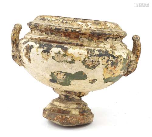 19th Century cast iron garden campana urn, 27cm high : For Condition Reports Please Visit Our