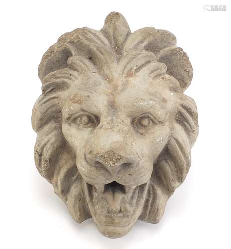 Victorian hardstone lion fountain wall plaque, 22.5cm high : For Condition Reports Please Visit