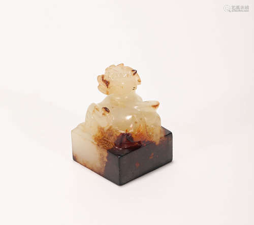 animal Hantian Jade stamp from Han汉代和田
瑞兽印章