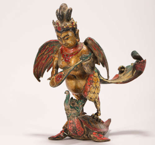 Copper colored sculpture from Qing清代铜胎彩绘大鹏天
