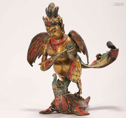 Copper colored sculpture from Qing清代铜胎彩绘大鹏天