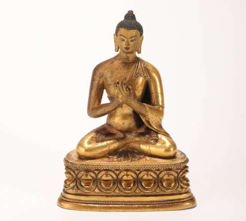 Copper Siddhartha Gautama from Qing清代铜鎏金
释迦摩尼佛
