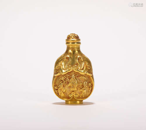 pure gold Fulu Shou Snuff Bottle From Qing清代纯金
福禄寿鼻烟壶