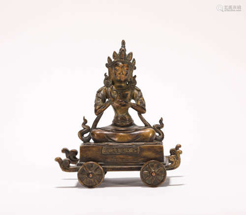 copper 
Manjushri Buddha Statue from Qing清代铜鎏金
文殊菩萨佛造像