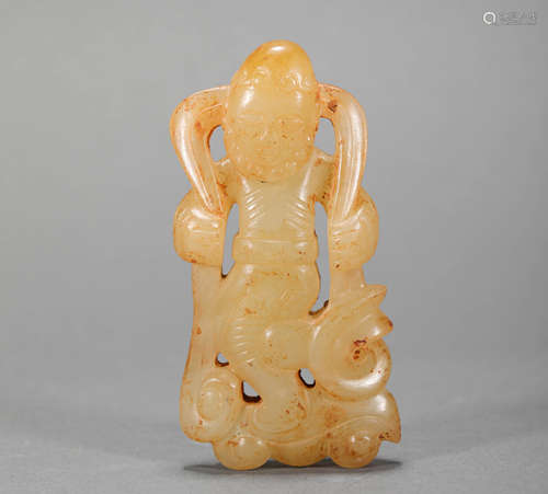 He atina Jade human figure from Han汉代和田玉人物