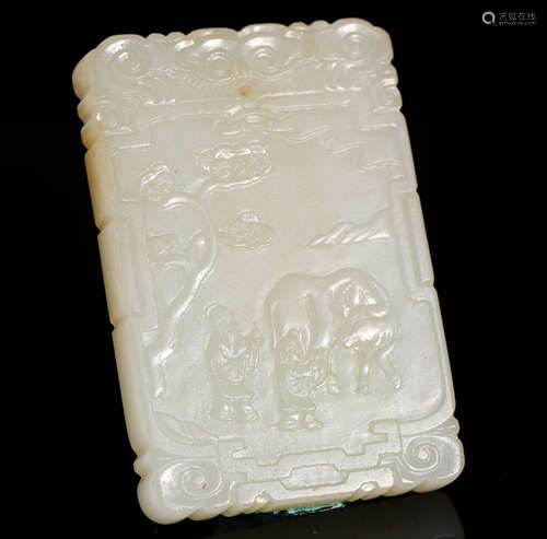 Hetian jade plate from Qing清代和田玉牌子