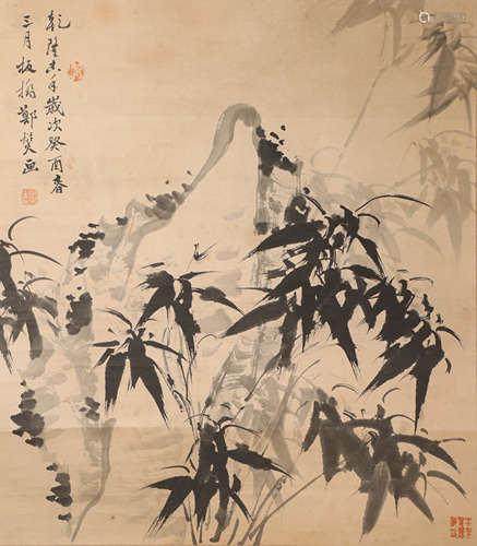 ink painting, painter: Banqiao Zhen中国古代水墨画
作者，郑板桥
纸本立轴