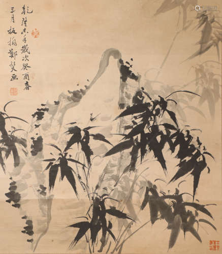 ink painting, painter: Banqiao Zhen中国古代水墨画
作者，郑板桥
纸本立轴