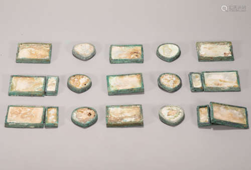 Set of jade belt plates from Liao Dynasty辽代玉带板一套