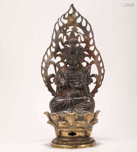 Liao Dynasty silver gilt
Coal fine stone Guanyin statue辽代银鎏金
煤精石观音造像