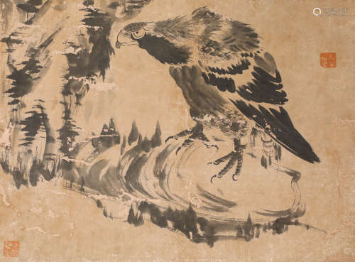 ink painting, painter: Da Ba中国古代水墨画
作者，八大
纸本立轴