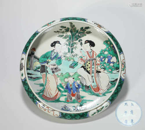 five-color huamn story plate from Qing清代五彩
人物故事笔洗