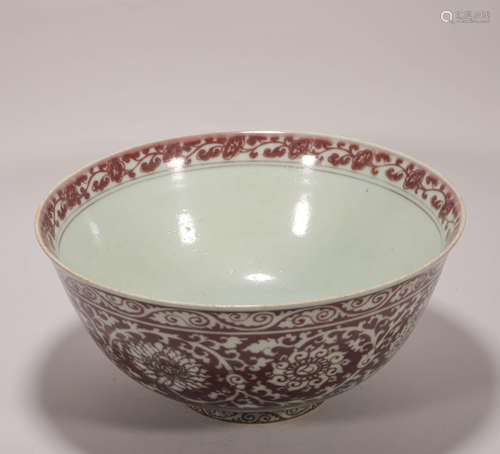 red flowershaoe bowl from Ming明代釉里红
花卉纹大碗