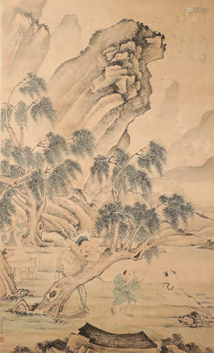 ink painting, painter: Yanbiao Jin中国古代水墨画

作者，金廷标
纸本立轴