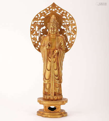 golden flamming Guanyin Statue from Liao辽代带背光
纯金观音菩萨像