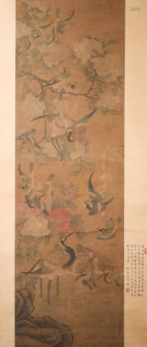 ink painting , painter: Jinzhao Bian中国古代水墨画
作者，边景昭
绢本立轴
