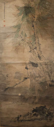 ink painting, painter: Nong Jin中国古代水墨画
作者，金农
纸本立轴