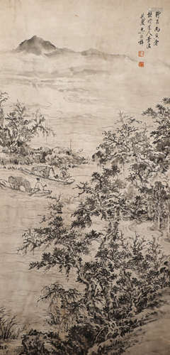 ink painting, painter: Guxiang Wu中国古代水墨画
作者，吴谷祥
纸本立轴