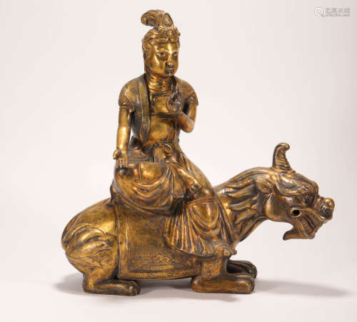 Liao Dynasty Silver Gilt Manjusri Bodhisattva辽代银鎏金文殊菩萨