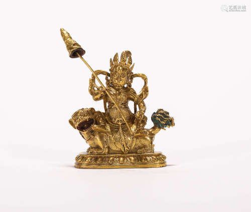 Copper gilt king in the Qing Dynasty清代铜鎏金天王