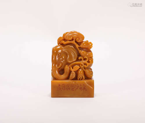 Tianhuang Stone stamp from Qing清代田黄石印章