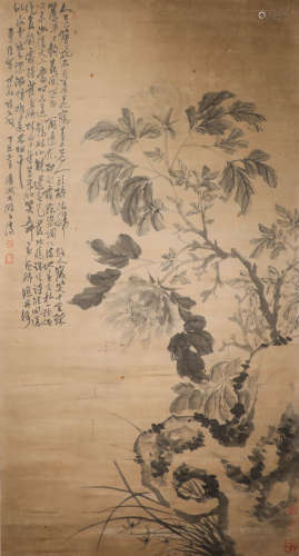 ink painting, painter: Tao Shi中国古代水墨画
作者，石涛
纸本立轴