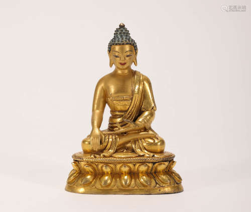 Bronze gilt Buddha in the Qing Dynasty清代铜鎏金佛