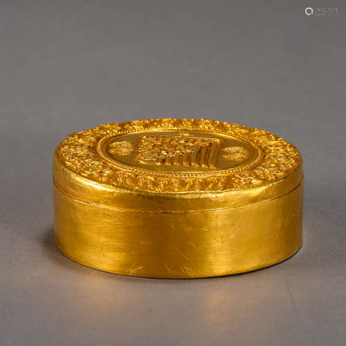 TANG DYNASTY, CHINESE BUDDHISM PURE GOLD ROUND BOX