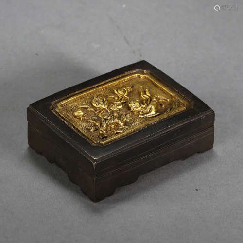 CHINESE GILT BRONZE SQUARE BOX MADE BY PALACE MANUFACTURING OFFICE