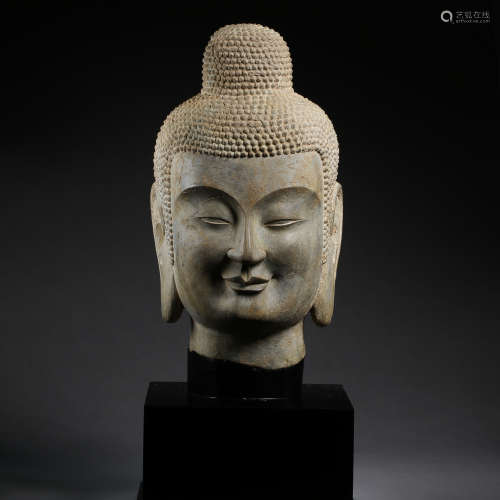 ANCIENT CHINESE STONE CARVED BUDDHA HEAD