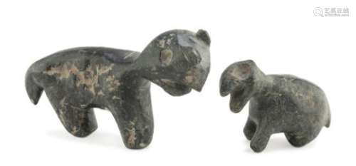 TWO ARCHAIC SOAPSTONE FIGURES OF ANIMALS. PROBABLY SIBERIAN REGION END 19TH CENTURY.