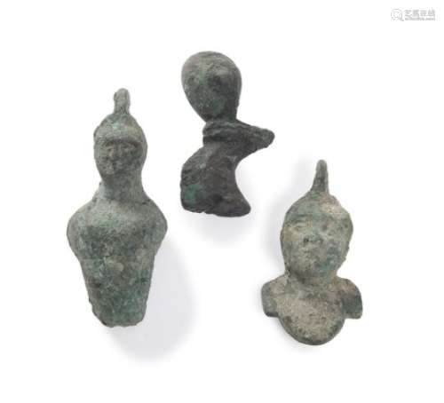 THREE MIDDLE EAST BRONZE FRAGMENTS UNDEFINIBLE EPOCH.