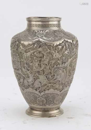 A PERSIAN SILVER VASE 19TH CENTURY.