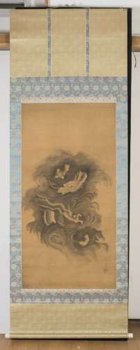 KANO TSUNENOBU MANNER OF (JAPAN 1636 -1713). INK DRAWING ON SILK 19TH CENTURY.