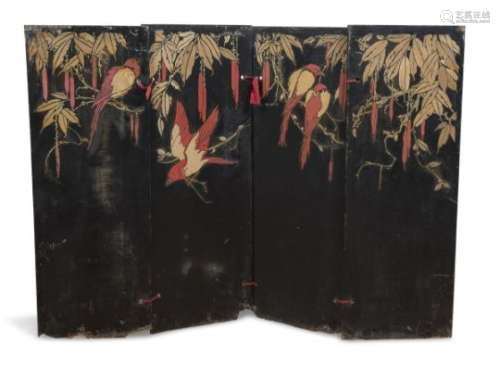 A BLACK LACQUER SCREEN JAPANESE LATE 19TH CENTURY.