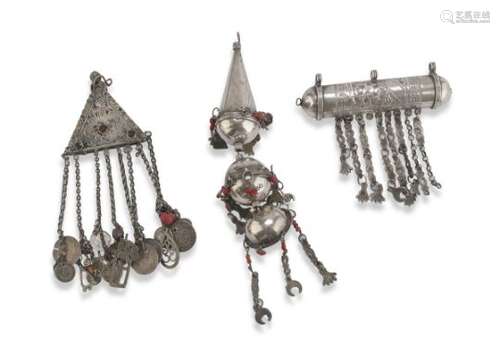 THREE NORTH AFRICAN SILVER PENDANTS 20TH CENTURY.