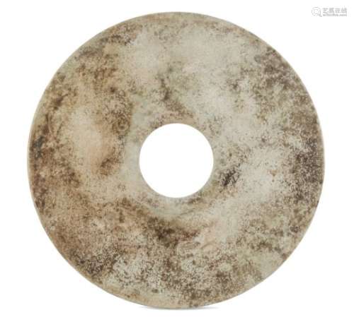 A CHINESE MARBLE BI DISC 20TH CENTURY. ABRASIONS.