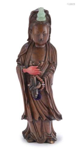 A CHINESE WOOD SCULPTURE DEPICTING GUANYIN 20TH CENTURY