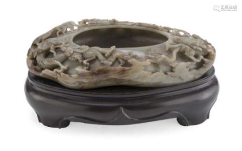 A RARE CHINESE JADE CALLIGRAPHY BOWL EARLY 19TH CENTURY