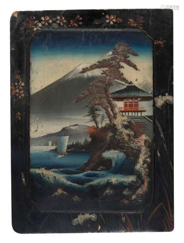 A PAIR OF JAPANESE DECORATED PANELS 20TH CENTURY.
