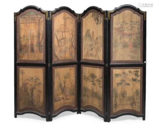 A CHINESE LACQUERED WOOD SCREEN 19TH CENTURY.